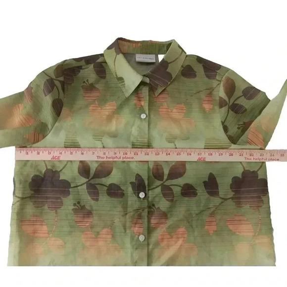 Alfred Dunner SZ 16 Women’s Light Weight Over Blouse Top Fall Floral 3/4 Slve - Picture 5 of 10